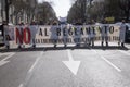 Taxi drivers demonstrate against the Ã¢â¬ÅUberizationÃ¢â¬Â of the service in Madrid, Spain Royalty Free Stock Photo